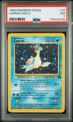 1999 POKEMON FOSSIL #10 LAPRAS-HOLO PSA 7 - Image 1