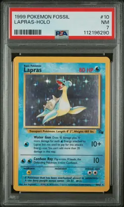 Pokemon Card Lapras 10/62 PSA 7 Fossil Holo Rare WOTC 1999 - Image 1