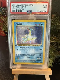 1999 Pokemon Lapras Fossil 1st Edition Holo PSA 7 10/62 - Image 2