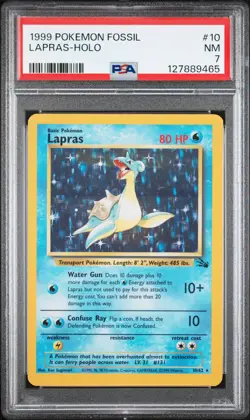 1999 POKEMON FOSSIL #10 LAPRAS-HOLO PSA 7 - Image 1