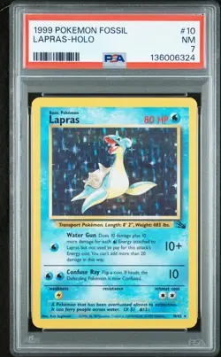 1999 POKEMON FOSSIL #10 LAPRAS-HOLO PSA 7 - Image 1