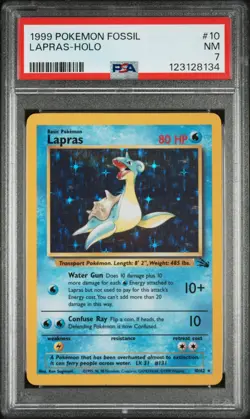 1999 POKEMON FOSSIL #10 LAPRAS-HOLO PSA 7 - Image 1