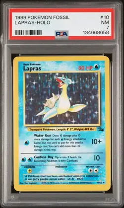 1999 POKEMON FOSSIL #10 LAPRAS-HOLO PSA 7 - Image 1