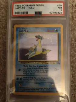 Pokemon Card Lapras 10/62 PSA 7 Fossil Holo Rare WOTC 1999 - Image 1