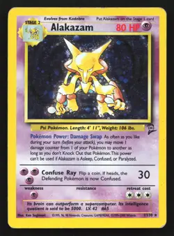 Alakazam 1/130 Base Set 2 Holo Rare Pokemon Card - Image 1