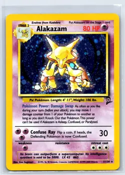 Alakazam - 1/130 - Pokemon Base Set 2 Holo Rare Card WOTC MP - Image 1
