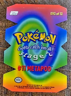 2000 Topps Series 2 Pokemon Metapod#11 EV2/12 TV Animation Edition Die Cut Card - Image 2