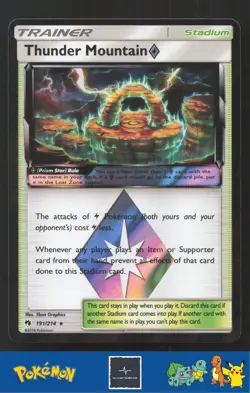 2018 Pokemon SM Lost Thunder 191/214 Thunder Mountain Prism Star - Image 1