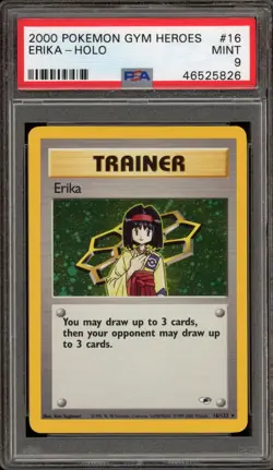 Pokemon Erika Gym Heroes Unlimited Holo Rare #16 PSA 9 Mint - Image 1
