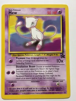 Vintage Mew Pokemon Card WOTC Black Star Promo 1999 2000 LP No. 8 - Image 1