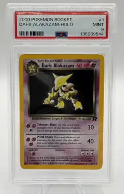 2000 Pokemon Dark Alakazam Team Rocket Holo Rare 1/82 PSA 9 Fresh Slab - Image 1