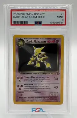 2000 Pokemon Dark Alakazam Team Rocket Holo Rare 1/82 PSA 9 Fresh Slab - Image 3