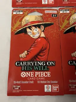 LOT OF 6 ONE PIECE OP-13 CARRYING ON HIS WILL SLEEVED BOOSTER PACKS NEW BANDAI - Image 2