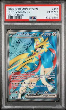 2025 POKEMON JTG EN-JOURNEY TOGETHER ULTRA RARE #176 HOP'S ZACIAN EX PSA 10 - Image 1