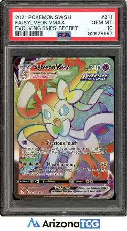 Pokemon 2021 Sylveon VMAX 211/203 Rainbow SR Evolving Skies GEM MINT PSA 10 - Image 1