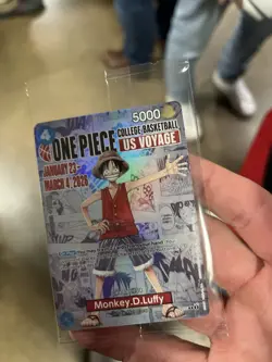 One Piece Monkey D. Luffy US Voyage College Basketball Promo Card SEALED - Image 1