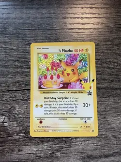 Pokemon Celebrations Birthday Pikachu #24 Holo Black Star NM 25th anniversary - Image 1