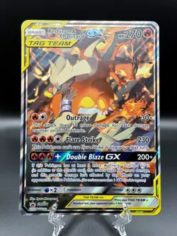 Pokemon TCG Reshiram Charizard GX Tag Team SM201 JUMBO Moderately Played - Image 1