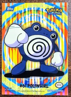 2000 Topps Pokemon Stick On #3 61 Poliwhirl Series 2 Chase TV Animation Sticker - Image 1