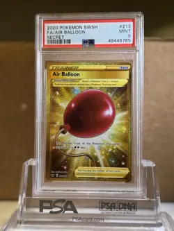 2020 Pokemon SWSH English Full Art Secret #213 Air Balloon Psa 9 - Image 1