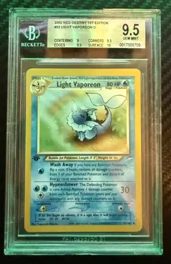 BGS 9.5 Pokemon TCG Light Vaporeon Neo Destiny 52 1st Edition Uncommon (POP 2!!) - Image 1