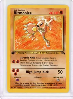Hitmonlee Fossil Non Holo 1st Edition Rare 22/62 Pokemon 1999 - Image 1