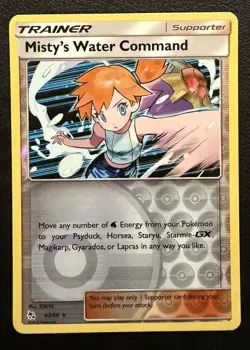 Misty's Water Command Rev Reverse Holo SM Hidden Fates Pokemon NM 63/68 - Image 1