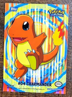 2000 Topps Pokemon TV Charmander #04 Stick-Ons Sticker 10 of 10 Blue Logo LP+/NM - Image 1
