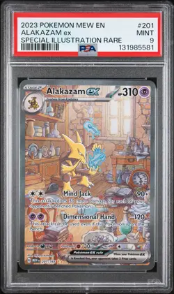 2023 POKEMON MEW EN-151 SPECIAL ILLUSTRATION RARE #201 ALAKAZAM EX PSA 9 - Image 1