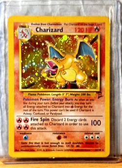 Pokemon TCG Vintage Charizard 4/130 Base Set 2 Holo Swirl Rare 1999 2000 - Image 1