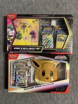 Prismatic Evolutions Eevee Pouch & Iono's Bellibolt Premium Collection Pokemon - Image 1