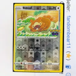 Ditto Bidoof REVERSE HOLO PEEL card 059/078 Sword & Shield Pokemon Go 2022 TCG - Image 2