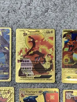 Set of 6 Charizard Gold Foil Fan Art Display Cards - Image 3