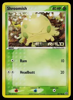 Pokemon Card - Shroomish Emerald 63/106 Common Reverse Holo Stamped - Image 1