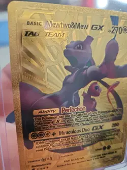 Mewtwo & Mew GX Premium Gold Foil Fan Art Vinyl Collector Pokemon 71/236 - Image 3