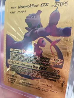 Mewtwo & Mew GX Premium Gold Foil Fan Art Vinyl Collector Pokemon 71/236 - Image 4