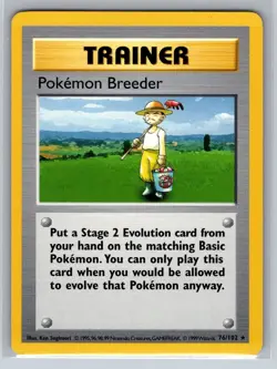 1999 Pokemon Base Set Pokemon Breeder Shadowless 76/102 LP Rare Trainer TCG - Image 1