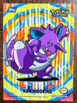 2000 Topps Pokemon TV Nidoking #34 Stick-Ons Sticker 2 of 10 Blue Logo - Image 1