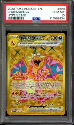 PSA 10 Charizard ex 228/197 Hyper Rare Gold Full Art Obsidian Flames Pokemon - Image 1