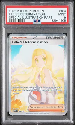 2025 POKEMON MEG EN-MEGA EVOLUTION #184 LILLIE'S DETERMINATION PSA 9 - Image 1