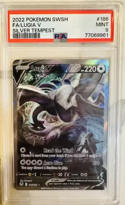 2022 Pokemon Sword & Shield Silver Tempest #186 Fa/Lugia V Silver Tempest PSA 9 - Image 1
