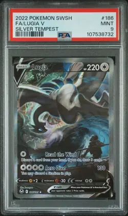 2022 POKEMON SWORD & SHIELD SILVER TEMPEST FA/LUGIA V#186 SILVER TEMPEST PSA 9 - Image 1
