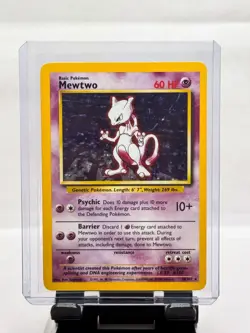Pokemon TCG Mewtwo Holo Rare #10/102 Base Set Unlimited WOTC 1999 - Image 1
