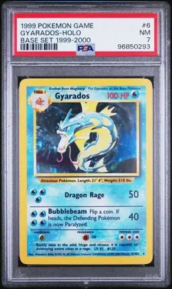 1999 POKEMON GAME 6 GYARADOS HOLO BASE SET 1999-2000 PSA 7 4th Print - Image 1