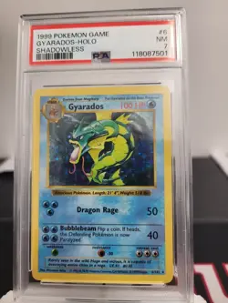 1999 Pokemon Game Gyarados Holo Shadowless 6/102 PSA 7 NICE - Image 1
