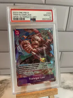 2023 TRAFALGAR LAW OP05-069 SR ONE PIECE AWAKENING OF THE NEW ERA ALT ART PSA 10 - Image 1