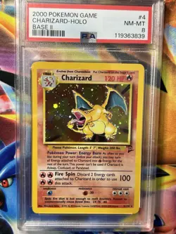 2000 POKEMON BASE SET 2 #4 CHARIZARD-HOLO PSA 8 NM-Mint - Image 1