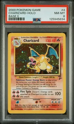 2000 POKEMON BASE SET 2 #4 CHARIZARD-HOLO PSA 8 - Image 1