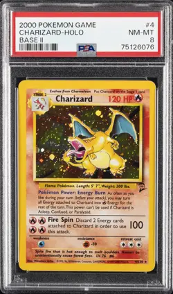 2000 POKEMON BASE SET 2 #4 CHARIZARD-HOLO PSA 8 - Image 1
