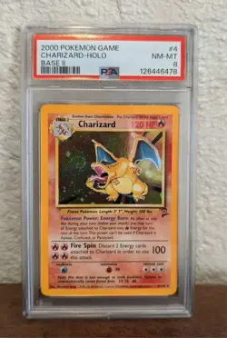 2000 Pokemon Base Set 2 Charizard Holo #4 PSA 8 NM-MT - Image 1
